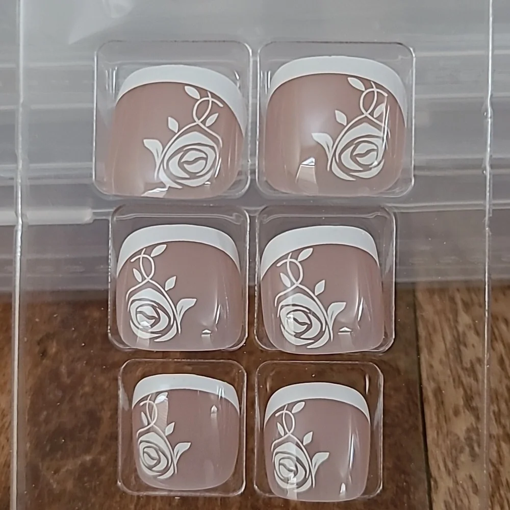 2/$16 Floral French Tip Press On Toenails